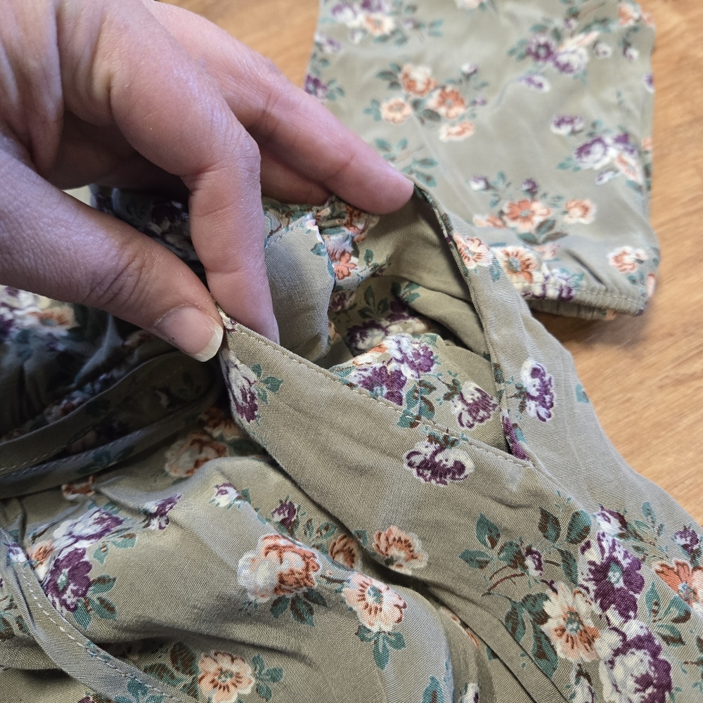 Mango Light Green Floral Long Sleeve Dress - Picture 3 of 5